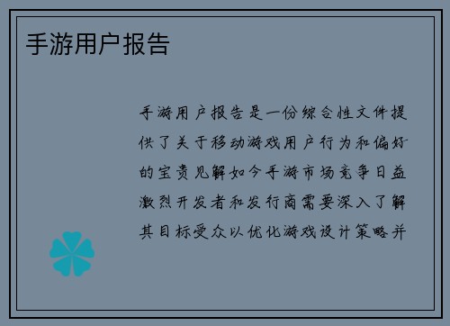手游用户报告
